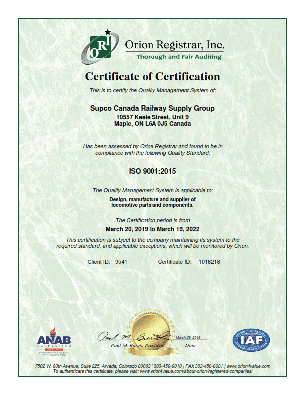 ISO 9001-2015-2019 Certification